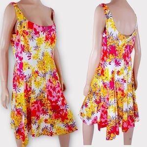 JONES WEAR Vintage Bold Floral Cotton Flowy Sundress Woman’s Plus Size 16